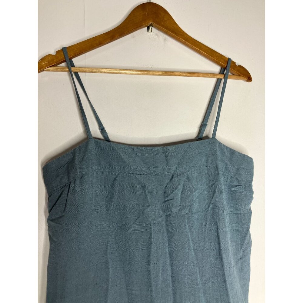 Sim & Sam Womens Blue Linen Blend Midi Dress Tiered Size Large New - Picture 2 of 9